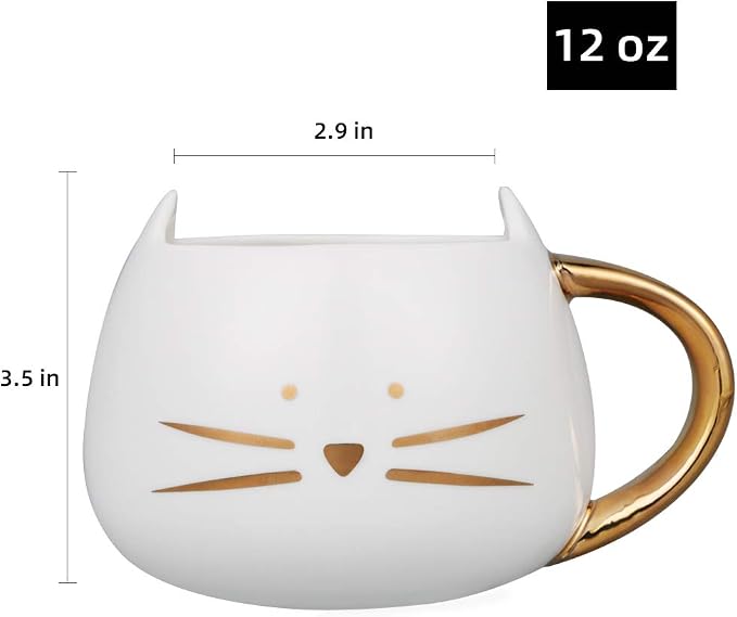 Koolkatkoo Cat Coffee Mug for Women Girls Cute Ceramic Meow Mugs for Cat Lover Tea Cup 12 oz White - Image 2