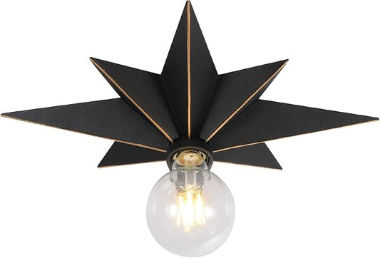 16 inch Flush Mount Ceiling Light, Industrial Black Metal Star Ceiling Lights, Vintage Entryway Light Fixtures, Farmhouse Star Lighting for Hallway, Porch, Study, Bedroom, Stair, Kitchen, Bathroom by Airposta