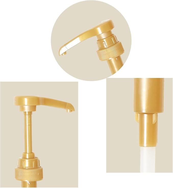 6 Pack Gold Coffee Syrup Pumps, Syrup Dispensers for Coffee Bar, Leak-Proof Universal Bottle Fit Drink Mixer Pumps, Press-Type for Liquid Sweetener, Syrup & Honey