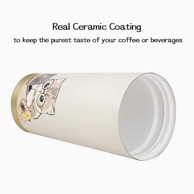 Funkrin Coffee Travel Mug with Flip Lid, 16oz Insulated Tumbler Cup with Ceramic Coating, Double Wall Vacuum Leak-Proof Tumbler for Office School Party Camping - Image 2
