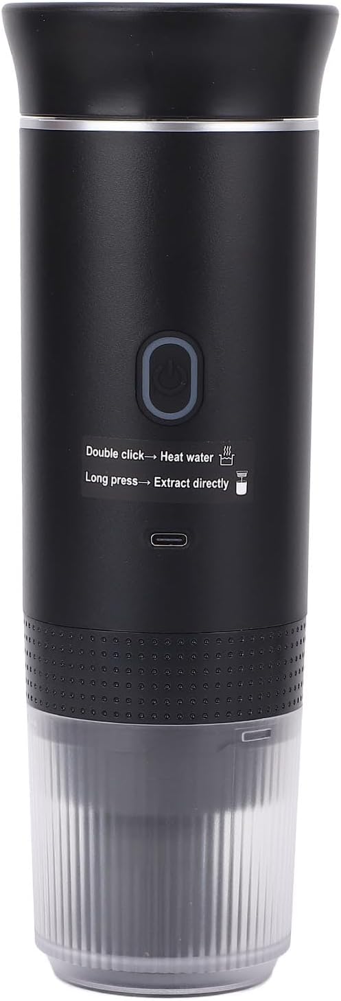 AMONIDA Portable Electric Coffee Machine, 15 Bar Cordless Heating Coffee Maker with Lithium Battery for Travel, Camping, Home & Office by Unknown
