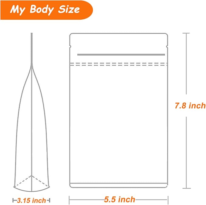 100 PCS Stand Up Pouches, 5.5 x 7.8 inch Kraft Paper Food Bags with Clear Window, Reusable Zipper Food Storage Bags Resealable Pouches for Foods, Coffee Beans, Snacks - Image 4