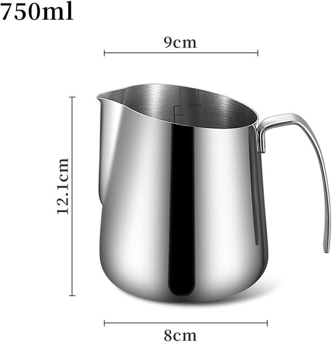 Espresso Milk Pitcher Stainless Steel with Angled Pour Spout, Measurement Marks and Side Handle for Home Coffee Mixing Pour Spout and Grip Handle for Coffee Prep - Image 7