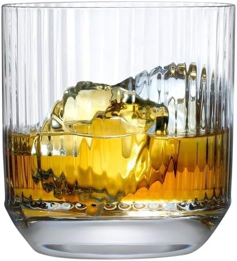 NUDE Whiskey Glasses Set of 6 DOF – 10.75 oz Premium Lead-Free Crystal Old Fashioned Rocks Glasses for Whisky, Scotch & Bourbon – Etched Linear Pattern, Dishwasher Safe Barware - Image 2