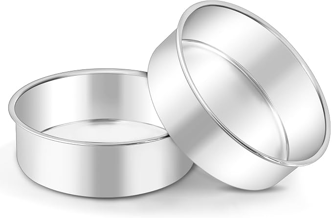 LIANYU Round Cake Pans Set of 2, 6 Inch Round Layer Cake Tins for Baking | Stainless Steel Round Baking Pan, Bakeware for Oven & Dishwasher, Non Toxic & Heavy Duty, Leak-proof & Easy Clean by LIANYU