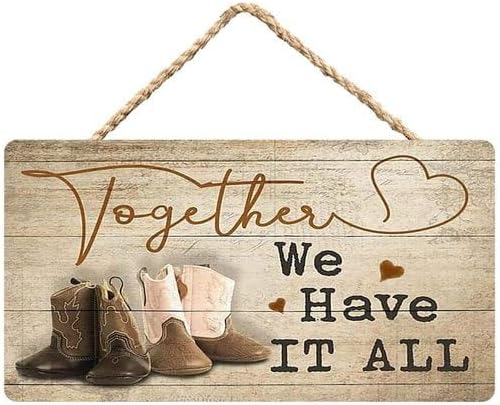 Together We Have It All (Kid Boots) Funny Wooden Wall Art - 12X6 Inch Home Office Decor for Families by Unknown