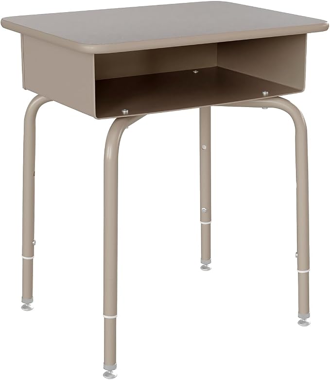 Flash Furniture Billie Student Desk - Gray Granite Open Front School Desk - Silver Metal Frame - 24"W x 18"D Adjustable Height, Durable for School or Remote Learning by FlashFurniture