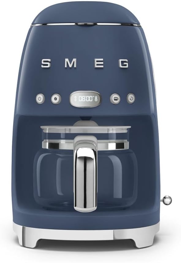 Smeg 50's Retro Style Aesthetic Drip Coffee Machine with 10 Cup Glass Carafe, Auto Start Feature, Keep Warm Plate, and Two Coffee Strength Settings (Navy Blue) - Image 4