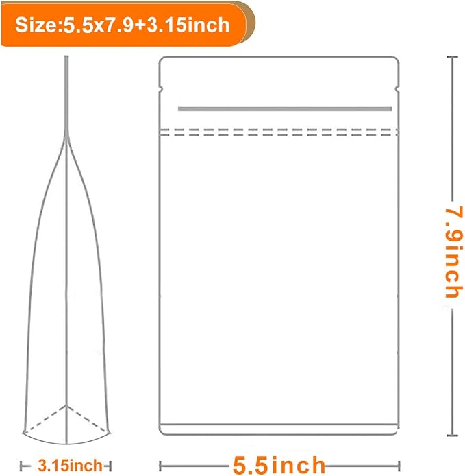100 PCS Resealable Packaging Bags for Small Business，Kraft Bags With Window Clear Fornt Heat Seal Sealable 5.5"X7.9"Paper Zipper Stand Up Pouches Nut Bag Coffee Cookie Herb Food Bakery Storage - Image 2