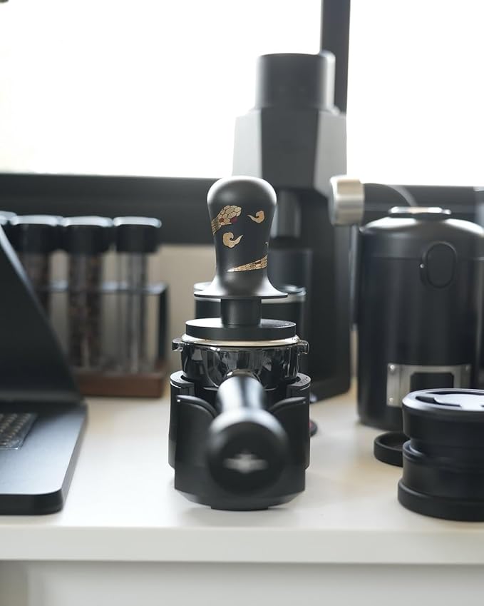 MHW-3BOMBER 58.35mm Espresso Tamper Snake Pattern Edition - 3 Spring Loaded Coffee Tamper with Sound Feedback - Barista Tamper Tool - Ergonomic Handle Ripple Base T6079TS-OS