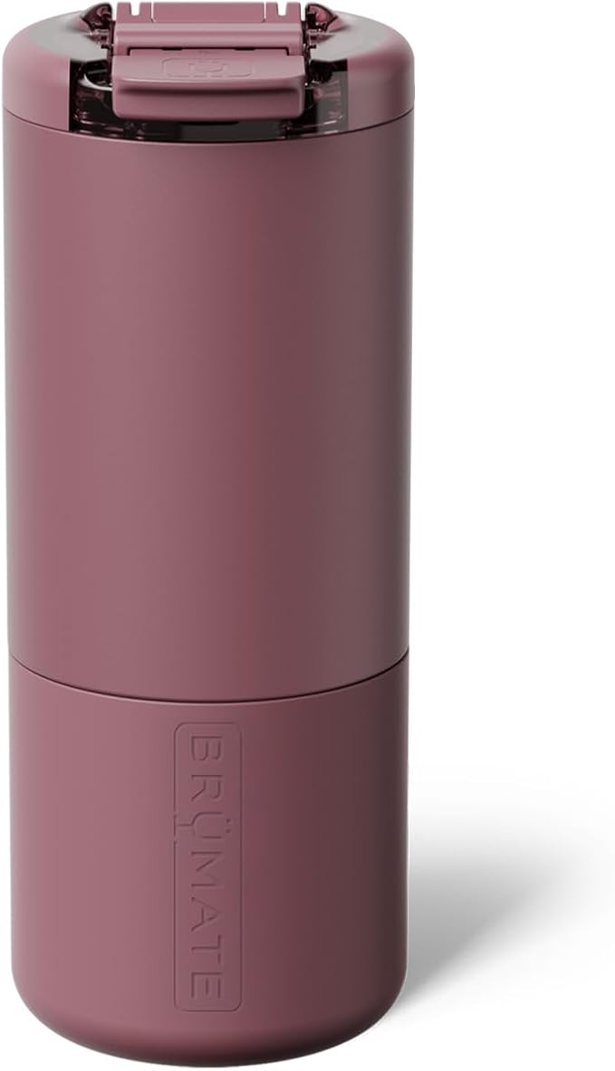BrüMate Strova 18oz 100% Leakproof Insulated Coffee Mug | Ceramic-Lined Interior | Built-In Silicone Sleeve for Travel | Locking Flip Lid (Rose Taupe) by Br%C3%BCMate