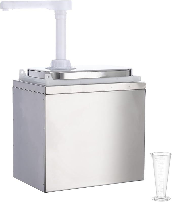 2.11 Quart Condiment Dispenser Pump,Syrup Pump Dispenser with Measuring Cup, Large Capacity Detachable Leak-Proof Design for Sauce, Honey, Syrup,Soy Sauce,Mustard,Cheese (2.11 QT, 1 pumphead)