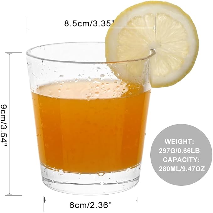 9oz Lowball Glasses, 12pc Glass Sets - Lead-Free Crystal Drinking Glasses for Water, Mojito, Tom Collins - Premium Bar Glassware & Cocktail Glass Set (12, Small) - Image 2