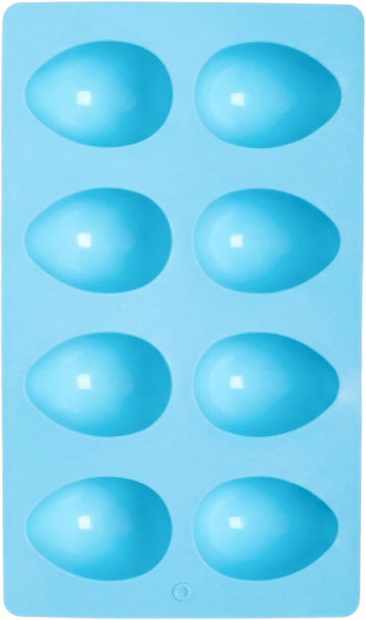 1 Pack Silicone Egg Molds 8 Cavity Easter Silicone Candy Mold 3D Egg-Shaped Silicone Baking Mold for Chocolate, Jello, Mini Cakes, DIY Desserts, Candy, Ice, Pudding, Baking (1, Blue) by Unknown