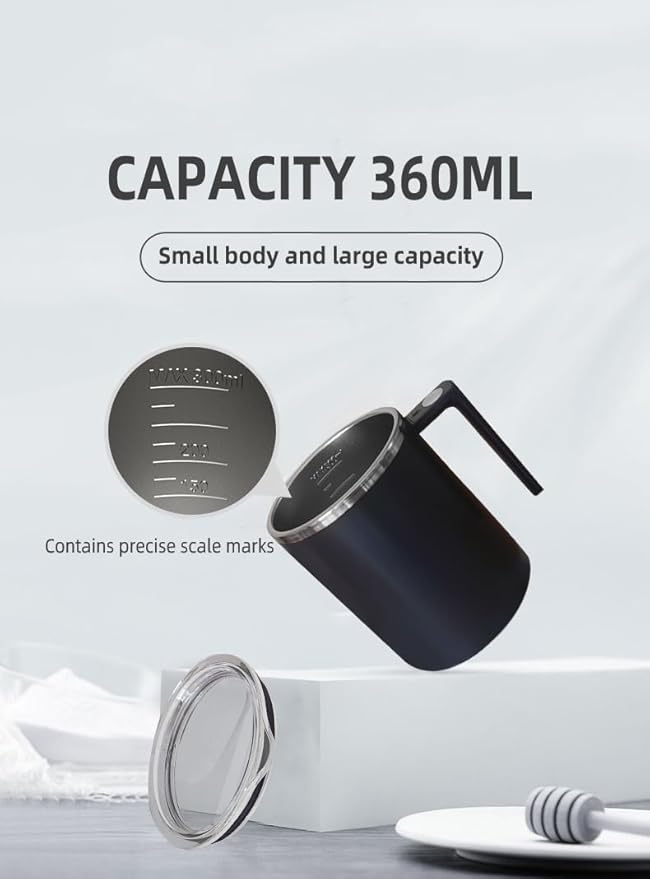 Self Stirring Mug,Self Stirring Coffee Mug,Suitable for Coffee, Milk, Cocoa and Other Beverages (Daik Black, 12 Ounces) - Image 4