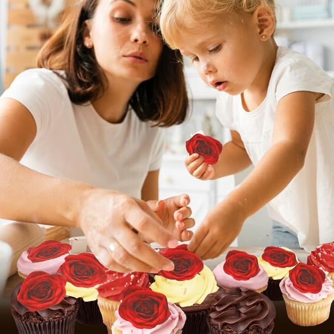 Sugar Robot -Red Roses - Edible leaves for cake decorating - Premium Crafted - Made in the USA Cake -Set of 15 - Image 6