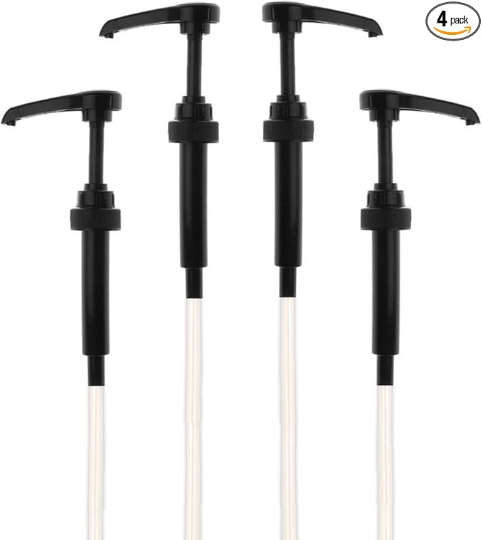 Black Coffee Syrup Pump for 750ml Bottles (Pack of 4) - Fits Upouria, Torani Syrups, DaVinci, (Monin 1 Liter Plastic Bottles Only), and Jordan's Skinny Syrups