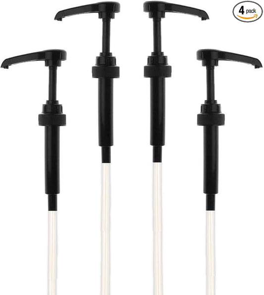 Black Coffee Syrup Pump for 750ml Bottles (Pack of 4) - Fits Upouria, Torani Syrups, DaVinci, (Monin 1 Liter Plastic Bottles Only), and Jordan's Skinny Syrups