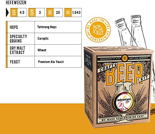 Craft A Brew - Hefeweizen - Beer Making Kit - Make Your Own Craft Beer - Complete Equipment and Supplies - Starter Home Brewing Kit - 1 Gallon