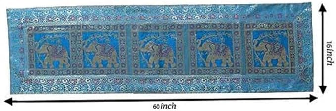 Traditional Turquoise Silk Table Runner Decorative Silk Table Cloth Wedding Party Baby Shower Birthday Home Decor Holiday Decorations Table Cover 60X1 6 Inchs - Image 4