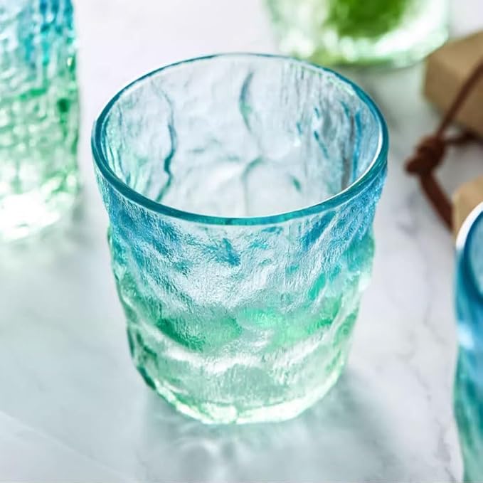 drinking glassware Glacier Pattern Drinking Glasses, Gradient Glass Tumbler - Image 4