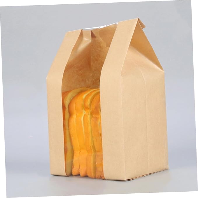 1set Paper Bread Bags Window and Thank You Stickers for Bakery Packaging Oilproof and Design for Homemade Breads and Baked Goods - Image 5