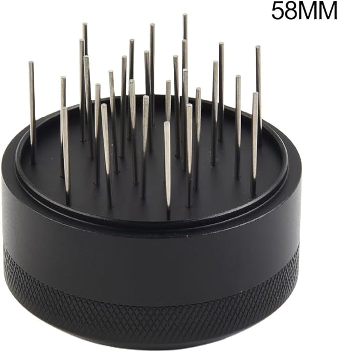 53mm 58mm Needle Tamper for Espresso - 19-Pin 304 Stainless Steel Coffee Distributor with Adjustable Depth Aluminum Handle,for Most Portafilters