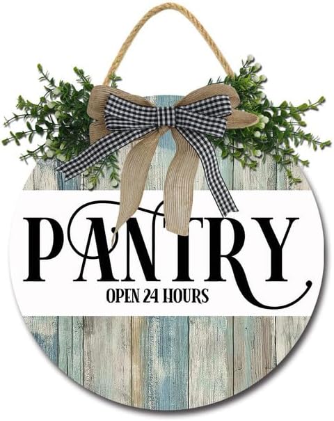 FemiaD Pantry Sign Kitchen Wall Decor Front Door Decorations Round Rustic Wood Hanging Sign for Farmhouse Porch Outdoor Home Holiday Decor 11inch by Unknown