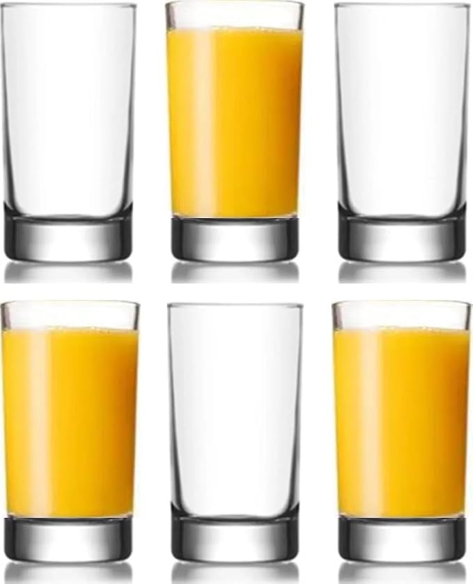 BOHEM'S Small Juice Glasses, Mini Clear Glass Cups Tumblers, 5.1 Oz, Drinking Glassware for Orange Juice, Water, Milk, Coffee, Perfect for Tasting and Small Portions, Set of 6, by BOHEMS