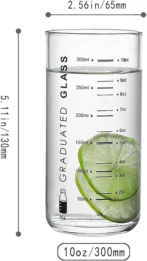 Cup With Measurements for Drinking,10 OZ Drinking Glass With Measurements for Milk,Juice,Milkshake, Vegetable, Coffee, Ice Cream,for Elderly, Beginners, Weight Loss - Image 3