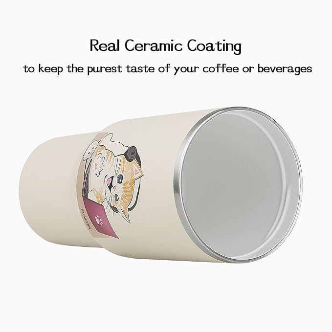 Funkrin Coffee Travel Mug with Flip Lid, 16oz Insulated Tumbler Cup with Ceramic Coating, Double Wall Vacuum Leak-Proof Tumbler for Office School Party Camping - Image 3