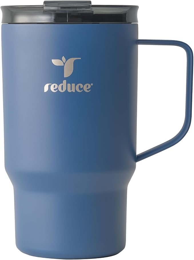 Reduce Hot1 18 oz Hot1 Stainless Steel Insulated Mug with Temperature Adjusting Lid - Dual-Wall Vacuum, Cupholder Friendly - Keeps Drinks Hot for 6 Hours - Ideal for Coffee, Tea & Other - Mineral Blue by Reduce