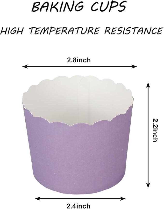 Whaline 120Pcs Purple Paper Baking Cups Scalloped Edge Cupcake Wrappers Gradient Purple Cupcake Muffin Cases for Wedding Birthday Baby Shower, 3 Colors - Image 2