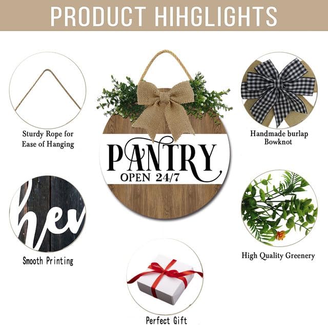Pantry Sign Pantry Wall Decor Farmhouse Pantry Sign Wooden Rustic Pantry Sign Retro Pantry Hanging Sign Wooden Art Printed Decor for Home Pantry Room Holiday Decoration 11 Inches - Image 6