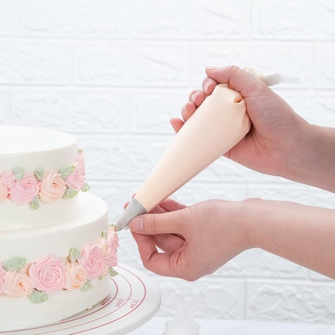 Restaurantware Pastry Tek 12 x 6.2 Inch Piping Bags 2 Reusable Icing Bags - Durable White Silicone Pastry Bags Anti Burst Decorate Cakes Cupcakes Macarons Or Cookies