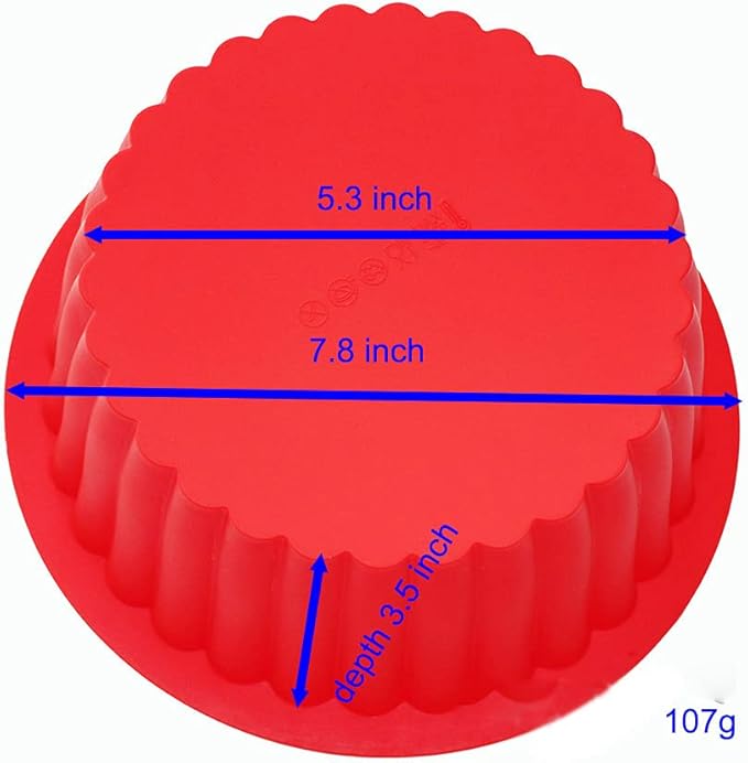 X-Haibei Giant Cupcake Pan Round Chocolate Cake Bread Bakeware Silicone Mold Top Dia. 7.8inch,Bottom 5.3inch, Height 3.5 inch