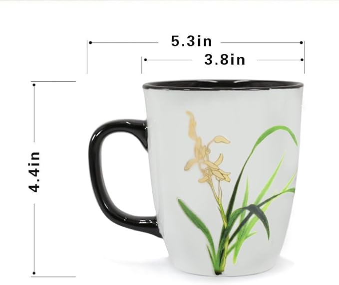 Funny Ceramic Magic Heat Color Changing Coffee Mug with Orchid Printing for Women Personalized White Green Tea Cup Large Mugs for Mom,Girl, Grandma and Man 16 oz - Image 7