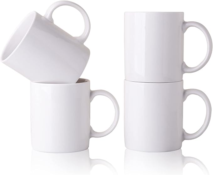 GBhome 12 OZ Off White Coffee Mugs, Ceramic Coffee Mugs with Large Handle for Man, Woman, Dad, Mom, Light Weight Mugs Set for Latte/Cappuccino/Cocoa/Milk, Dishwasher & Microwave Safe, 4PCS by GBhome