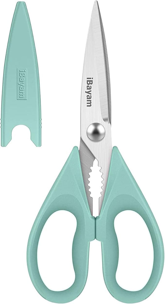 iBayam 1-Pack Kitchen Scissors All Purpose Kitchen Shears Heavy Duty 8.5" | Cooking Scissors with Protective Sheath for Food, First Apartment Camper Essentials, Home Kitchen Gadgets, Utensils by iBayamDirect