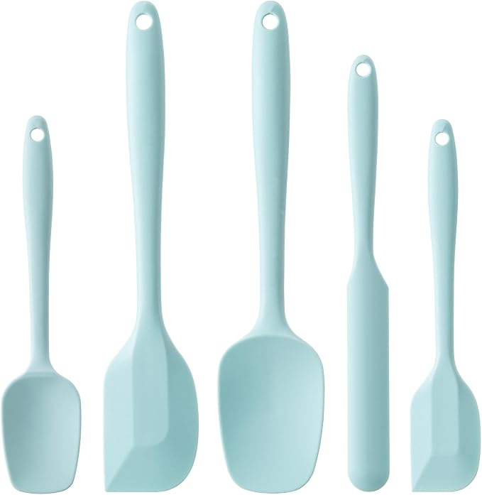 Silicone Spatula Set,5 Piece Food Grade Rubber Spatulas,Macaron blue | Spatulas Silicone Heat Resistant for Baking,Cooking,and Mixing High Heat Resistant Non Stick Dishwasher Safe BPA-Free by Hoewina