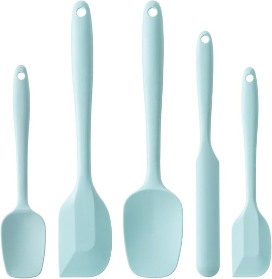 Silicone Spatula Set,5 Piece Food Grade Rubber Spatulas,Macaron blue | Spatulas Silicone Heat Resistant for Baking,Cooking,and Mixing High Heat Resistant Non Stick Dishwasher Safe BPA-Free by Hoewina