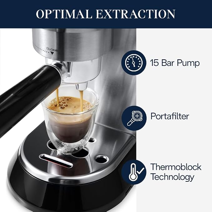 De'Longhi Dedica Espresso Machine, 15-Bar Pump, Frother, Stainless Steel | #1 Worldwide Espresso Machine Maker, Rapid Heat-Up, Frother, Compact Design, Easy to Clean - Image 2