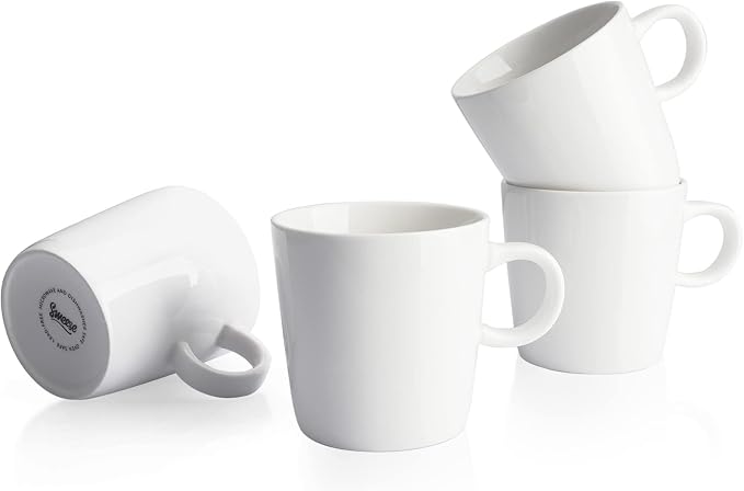 Sweese 5oz Porcelain Espresso Cups Set of 4, Mini Coffee Mugs Demitasse Cups - White by Sweese