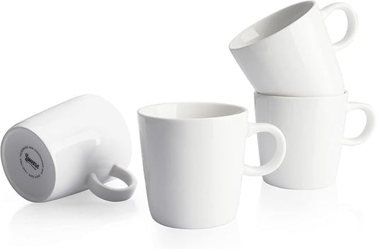 Sweese 5oz Porcelain Espresso Cups Set of 4, Mini Coffee Mugs Demitasse Cups - White by Sweese