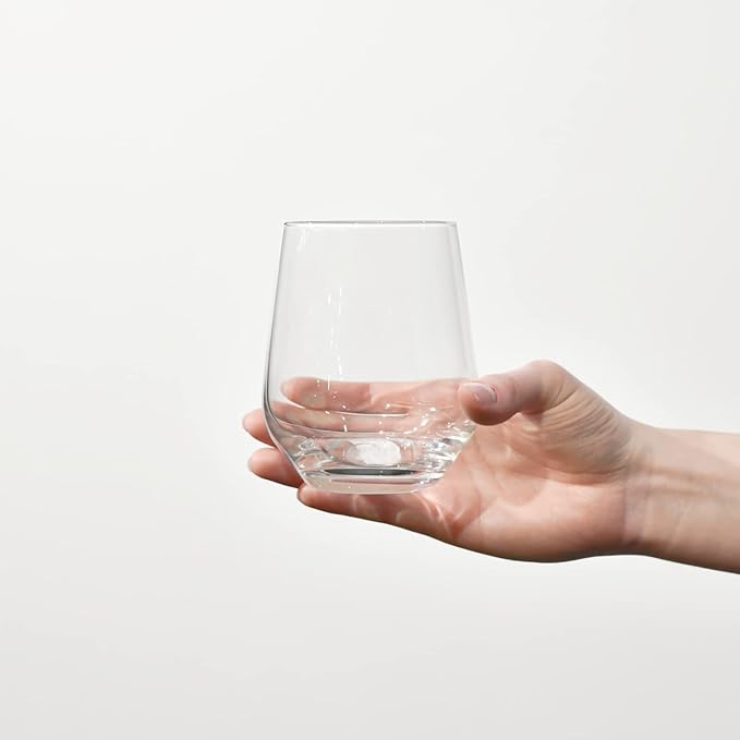 Krosno Textured Water Glasses Set of 6, 13.5 oz, Splendour Collection | Glass Tumblers, Lead-Free Crystal Glassware, Juice Glasses, Water Glass Set, Dishwasher Safe, Made in Europe - Image 3