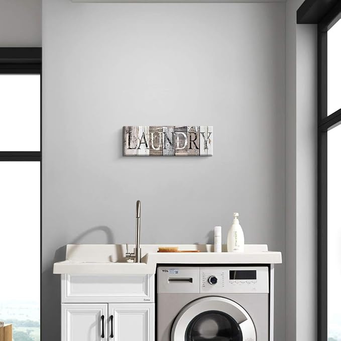 Pinetree Art Laundry Room Decor Canvas Wall Art Prints for rooms (With Solid Wood Inner Frame) (Laundry, 6 x 17 inch) - Image 2