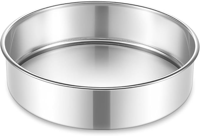 P&P CHEF 7 Inch Cake Pan Set of 1, Stainless Steel Round Cake Baking Pan | Layer Cake Tin Bakeware for Cooking Steaming, Ideal for Birthday Wedding Anniversary, Fit for Home & Commercial Use by PPCHEF