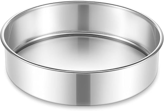 P&P CHEF 7 Inch Cake Pan Set of 1, Stainless Steel Round Cake Baking Pan | Layer Cake Tin Bakeware for Cooking Steaming, Ideal for Birthday Wedding Anniversary, Fit for Home & Commercial Use by PPCHEF