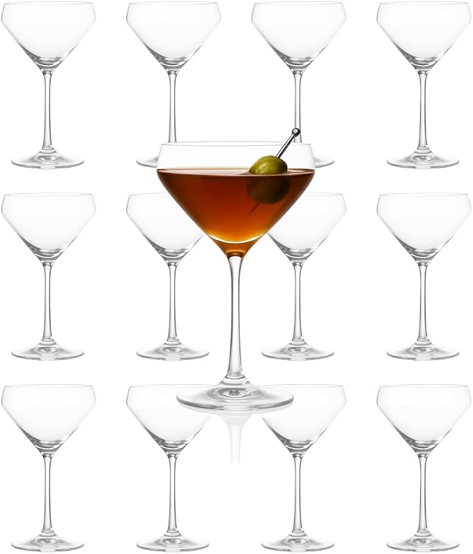 LEMONSODA Hand Blown Classic Martini Glasses, Set of 12, 10oz, 2270 | Great for Manhattan, Cosmopolitan, Espresso, Lemon Drop & Dirty Martini, Inspired by 1930s to 1950s Cocktail Culture, 6oz by LEMONSODA