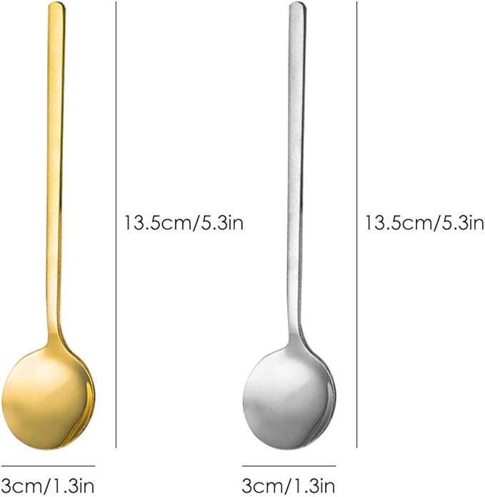 Pack of 8, Gold & Silver Plated Stainless Steel Espresso Spoons, findTop Mini Teaspoons Set for Coffee Sugar Dessert Cake Ice Cream Soup Antipasto Cappuccino, 5.3 Inch